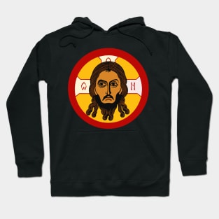 Icon of the Mandylion with red background Hoodie